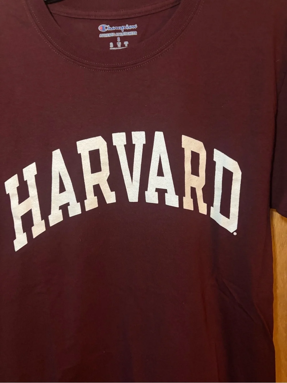 Champion Maroon Harvard Crewneck Tee with White Arch Logo Small - Picture 3 of 3